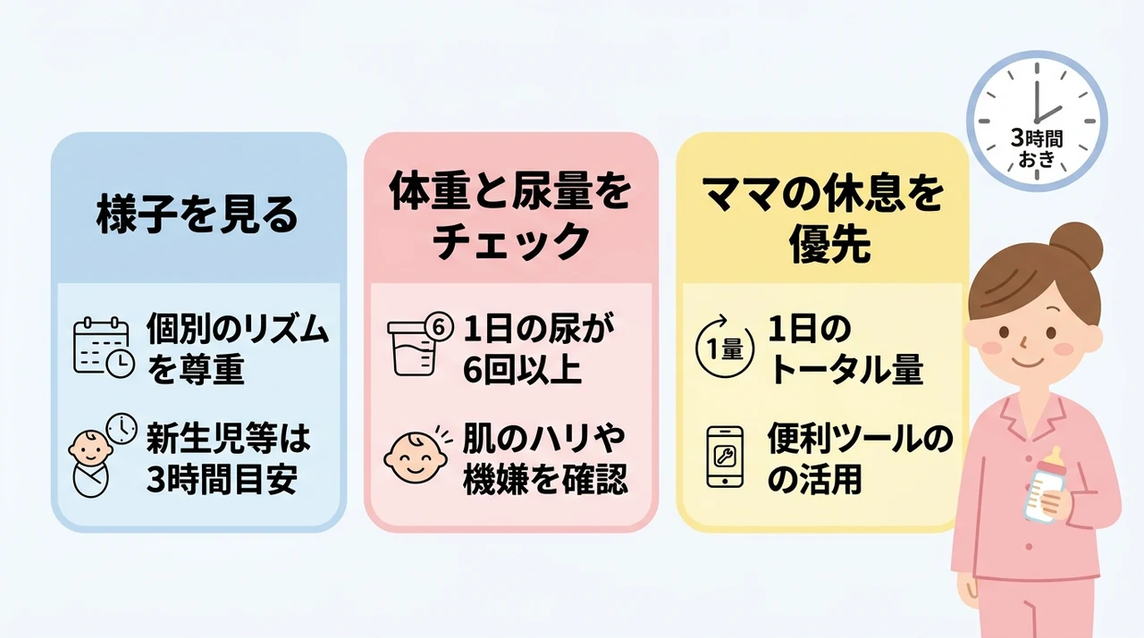3時間おきの授乳で寝ている時の判断基準