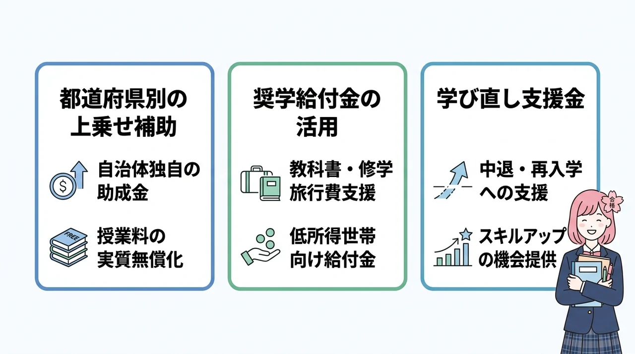 私立高校の学費負担を減らす自治体制度の併用