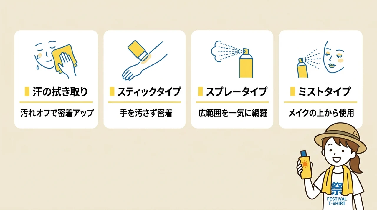 鏡なしでOK!日焼け止めの塗り直しテクニック