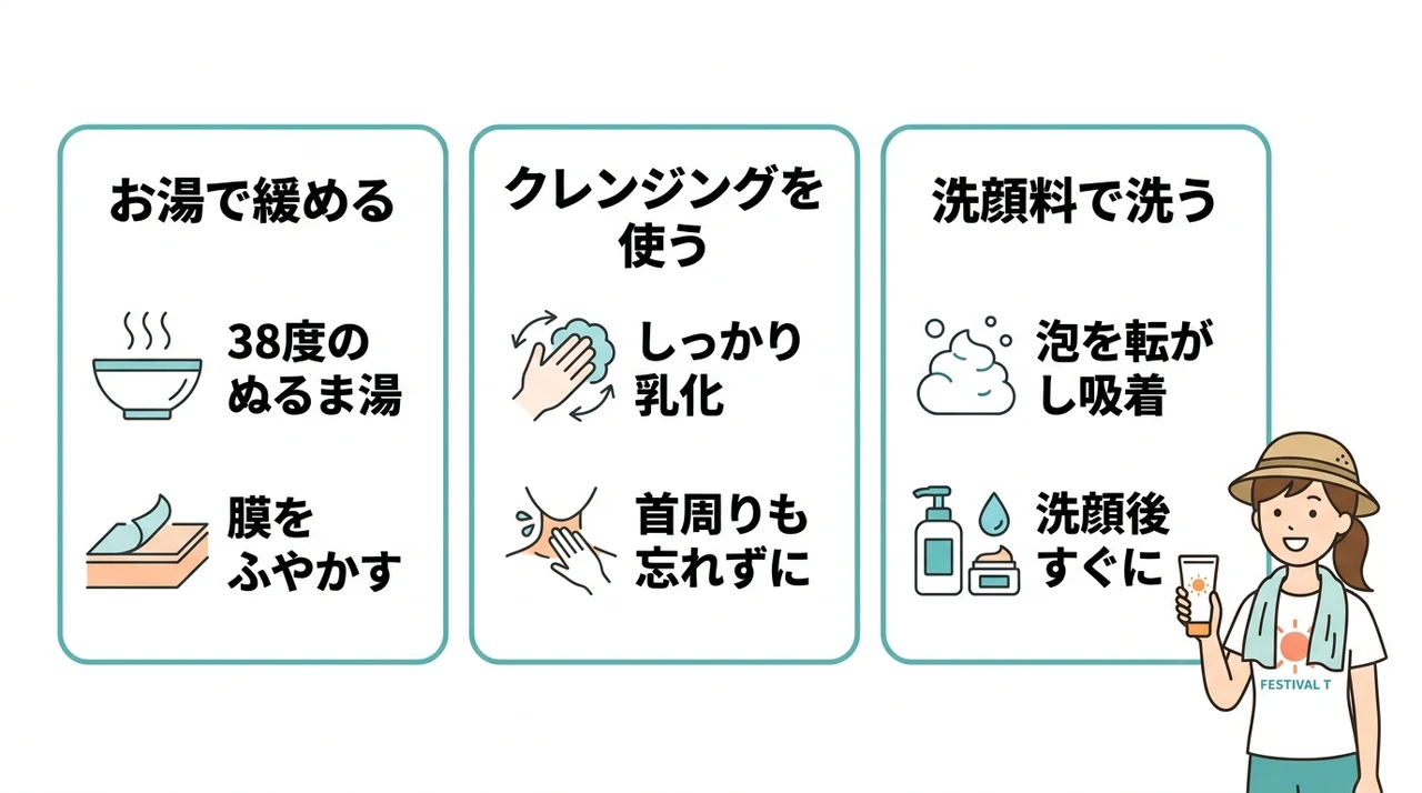 フェス後の日焼け止めを正しく落とす手順