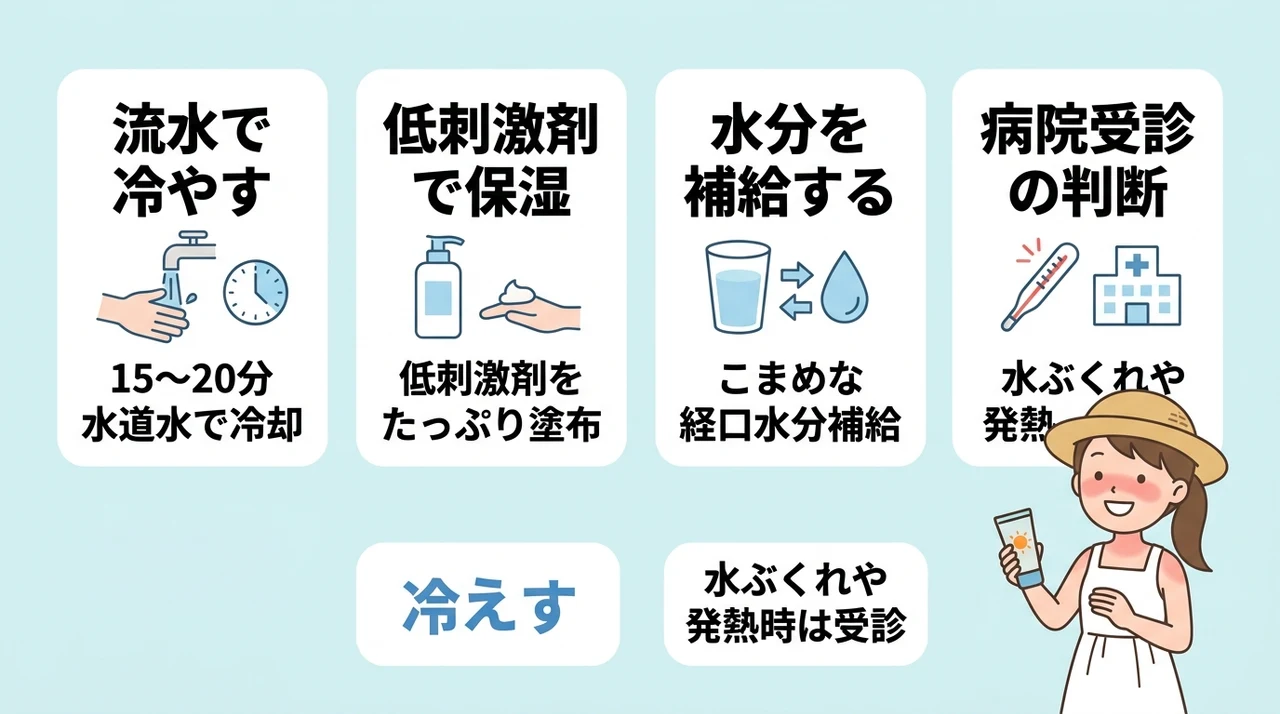 子どもが日焼けした後のアフターケア手順