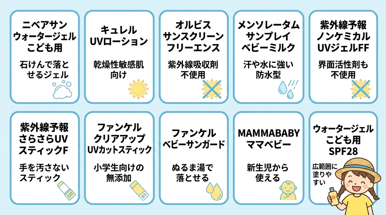 子どもの日焼け止め選びとオススメ10選