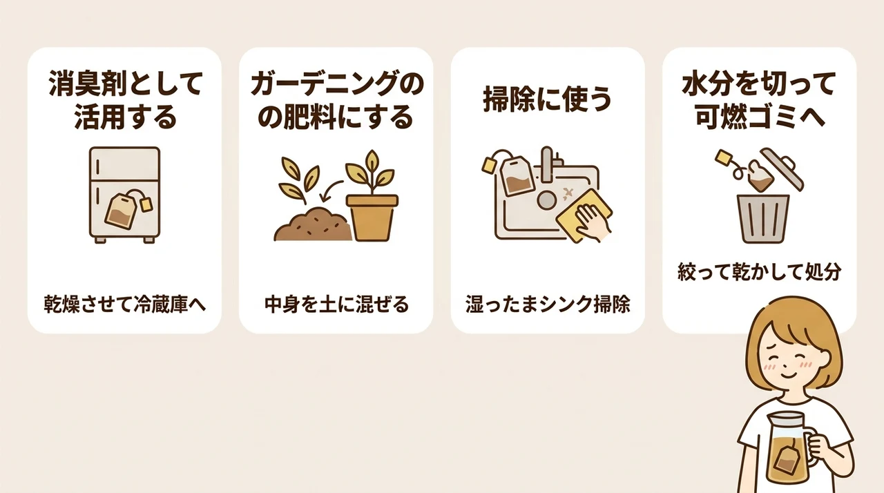 取り出した後の麦茶パック再利用アイデアと正しい捨て方