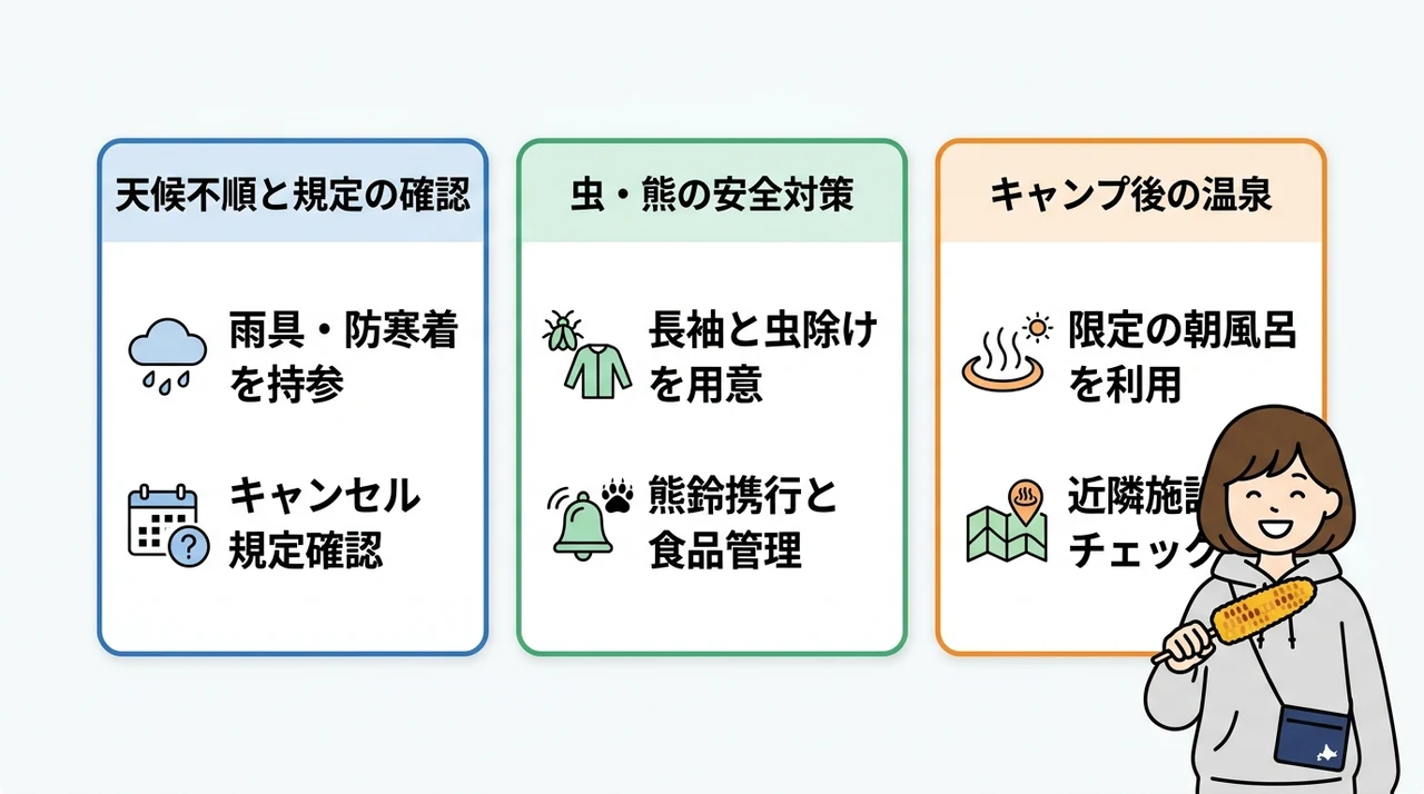 北海道の手ぶらキャンプをさらに快適にする3つのポイント