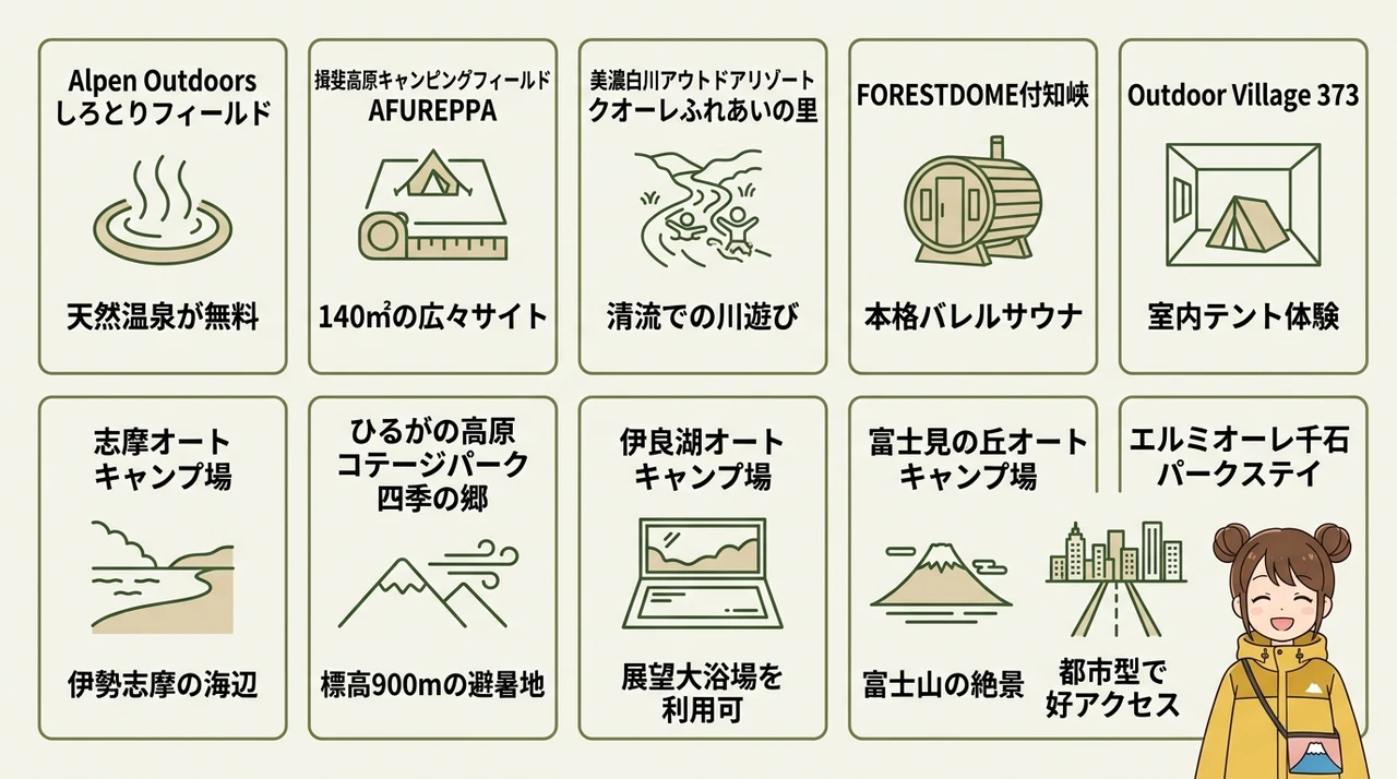 中部地方の手ぶらキャンプおすすめ施設10選