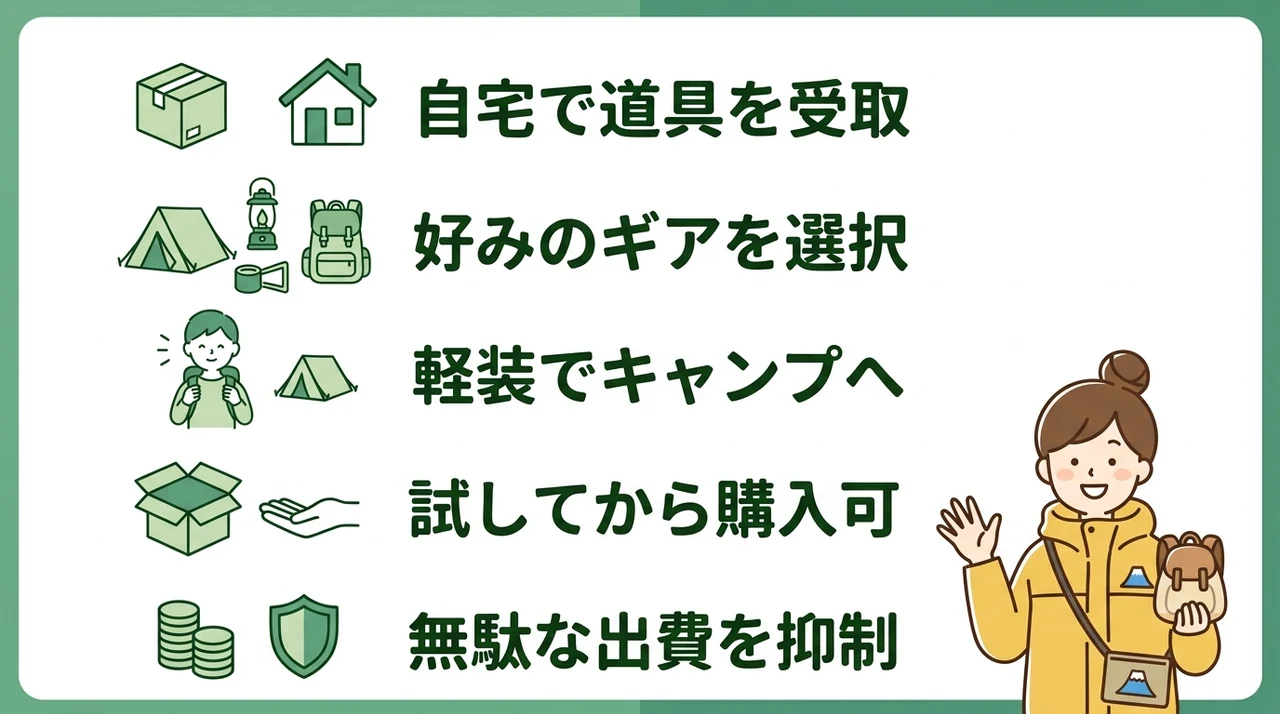 手ぶらキャンプの準備をもっと楽にするレンタルサービス