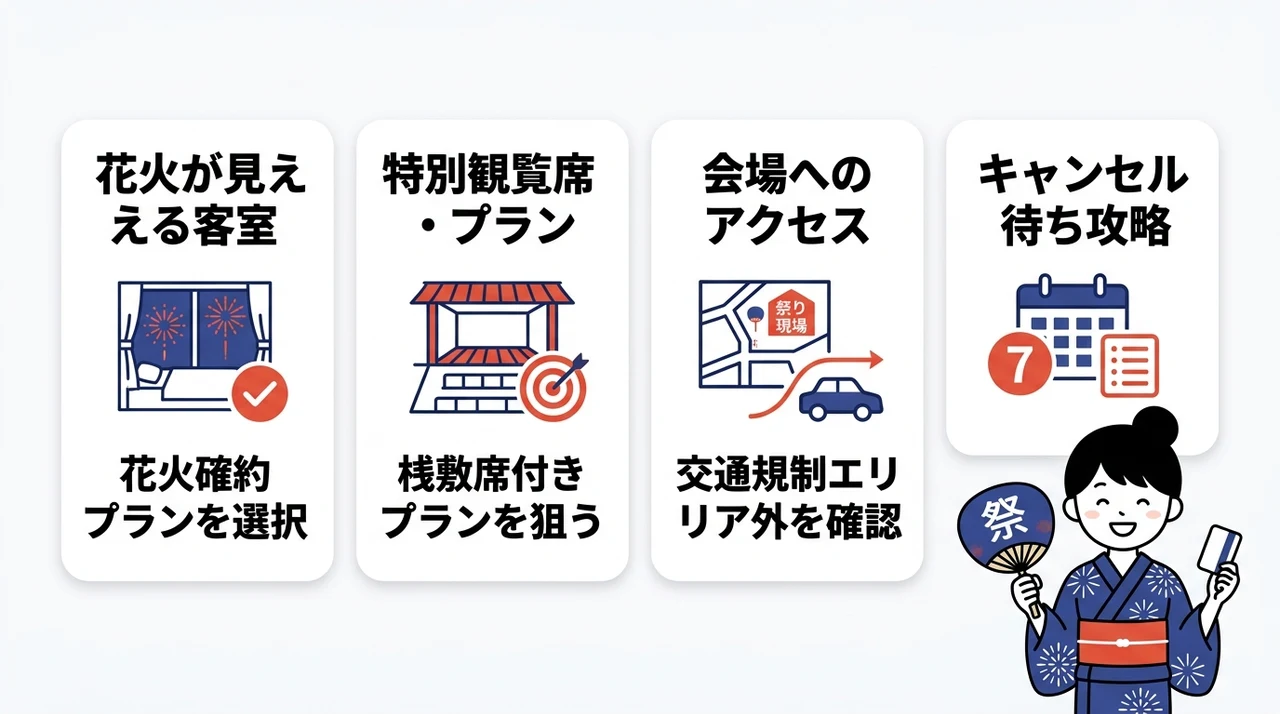 予約前に確認したい天神祭ホテルの選び方