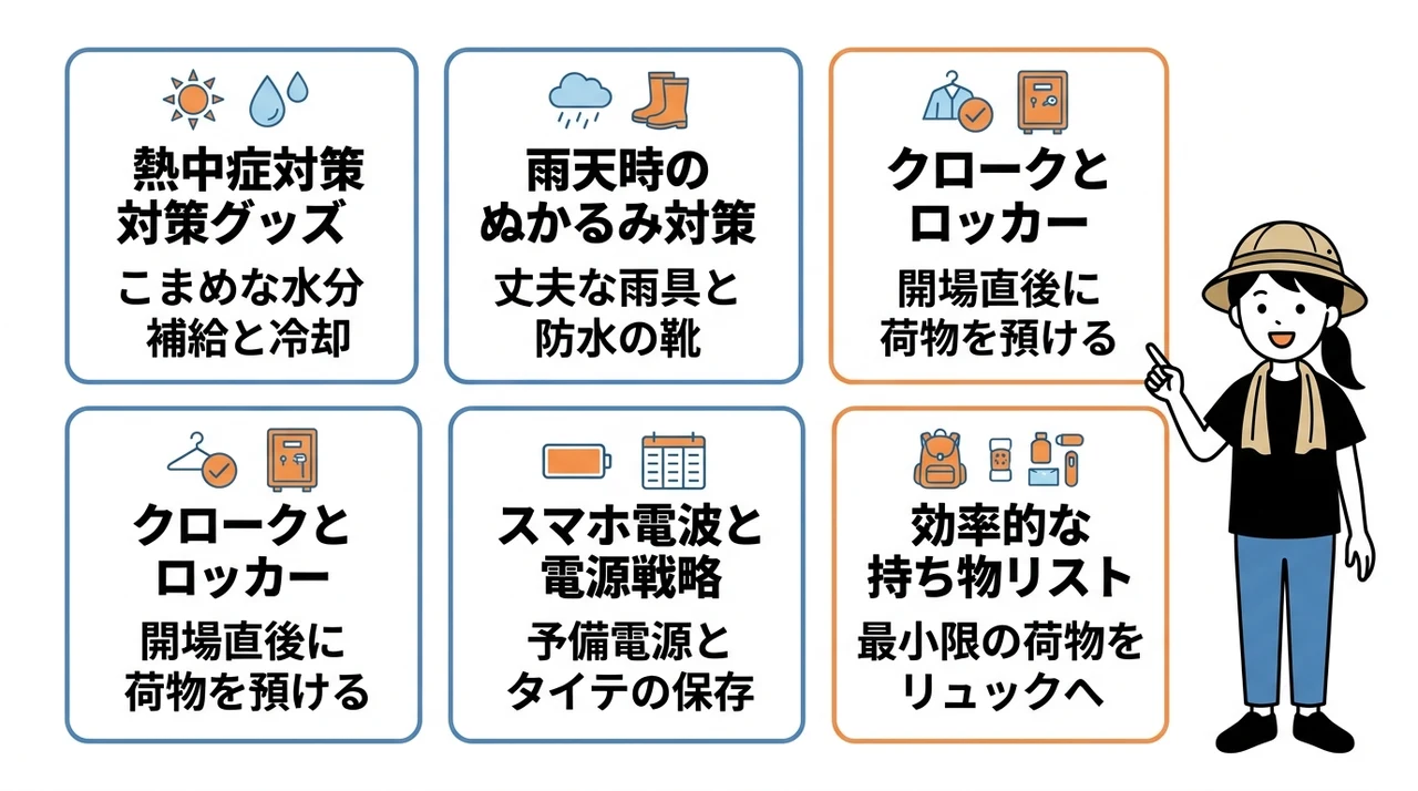 猛暑・雨天を乗り切る持ち物と体調管理の秘訣