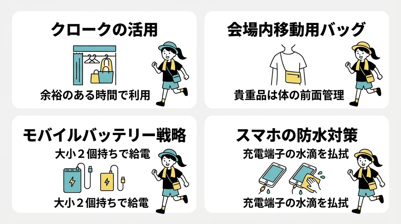 会場内の持ち物管理と便利な運用法