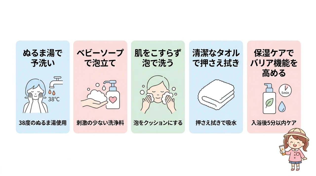 園から帰宅後の正しい日焼け止めの落とし方と保湿ケア
