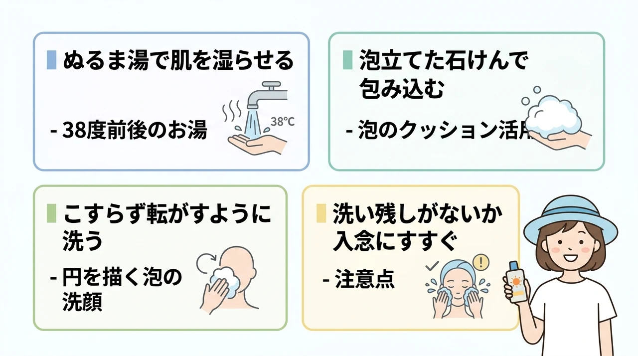 ベビー用石鹸で落とす正しいクレンジング手順