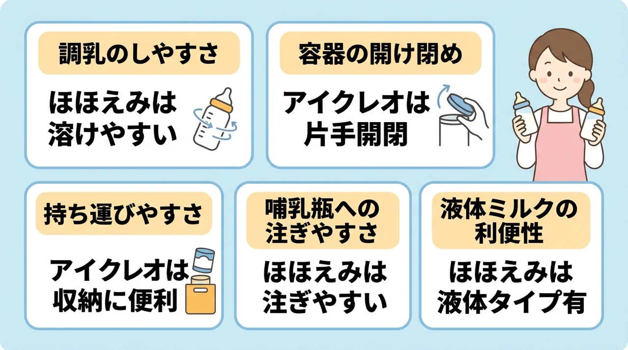アイクレオとほほえみの使い勝手を比較