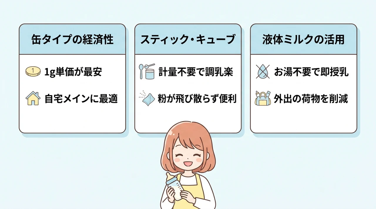 形状とコスパで選ぶ粉ミルクの賢い使い分け
