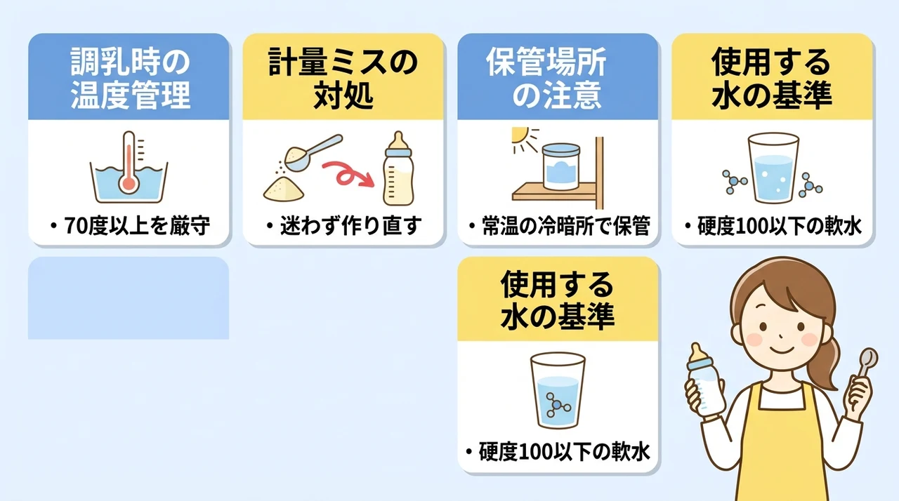 粉ミルクの失敗を防ぐ調乳の注意点