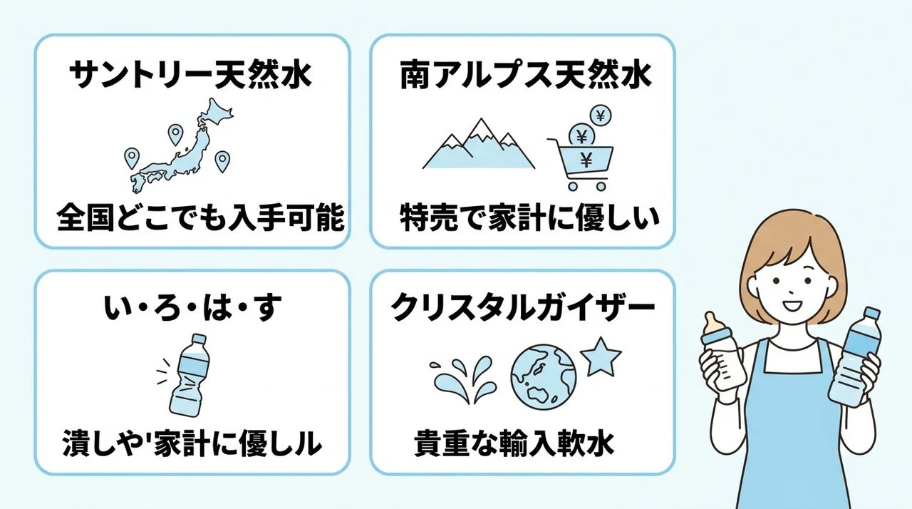 粉ミルク割りに最適な軟水ミネラルウォーター4選