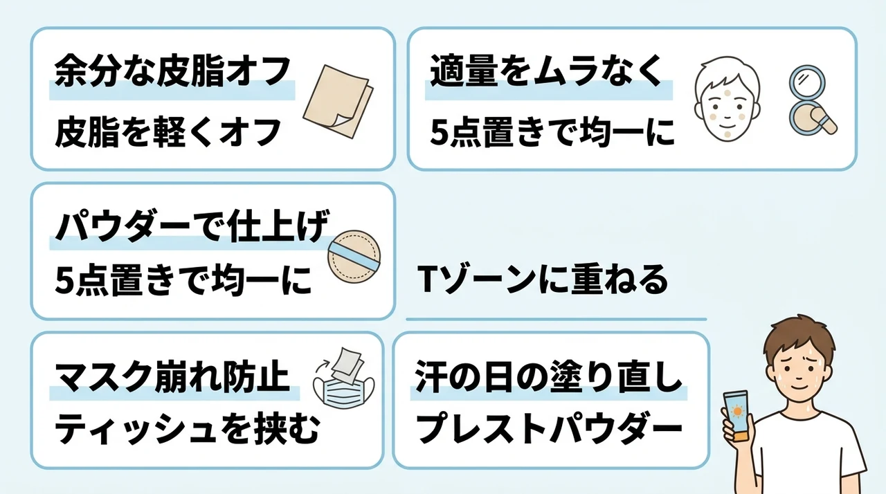 塗り方と仕上げで叶えるサラサラ肌のテクニック