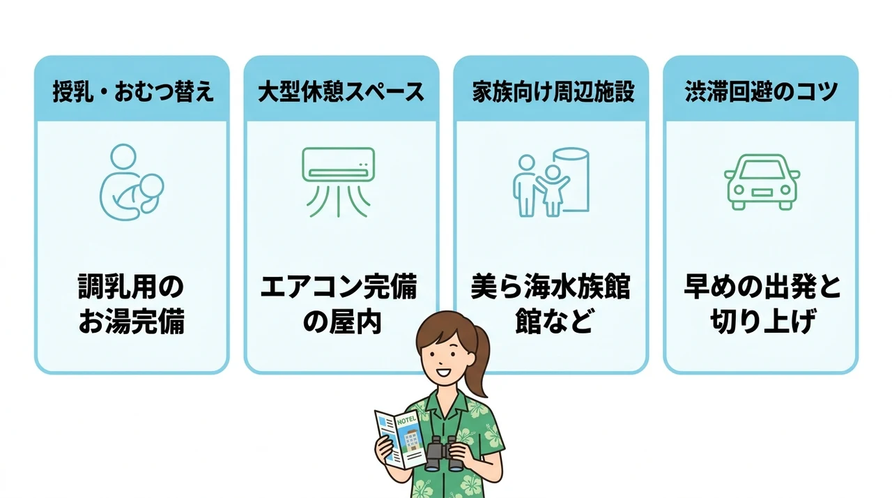 子連れ家族が知っておきたい周辺情報と休憩環境