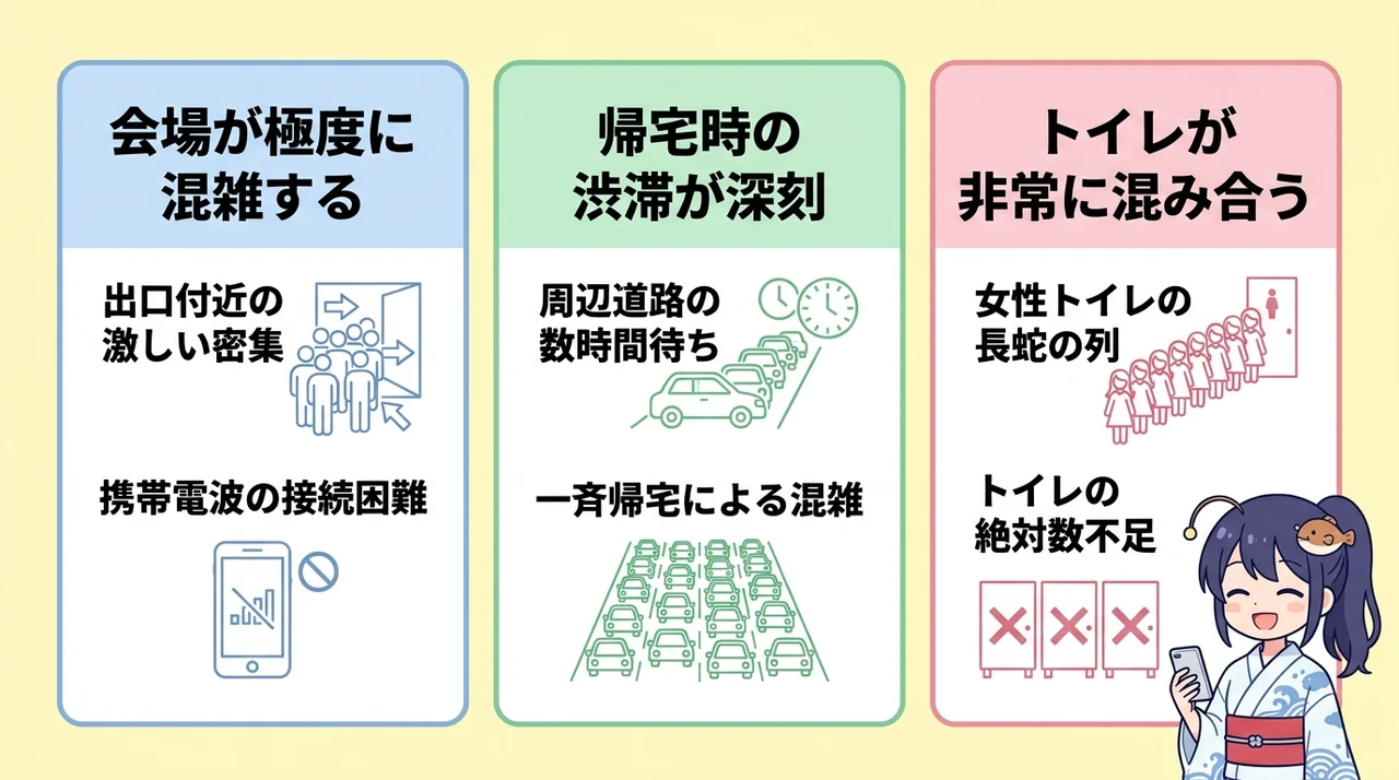口コミから分かった大洗海上花火大会の悪かった点