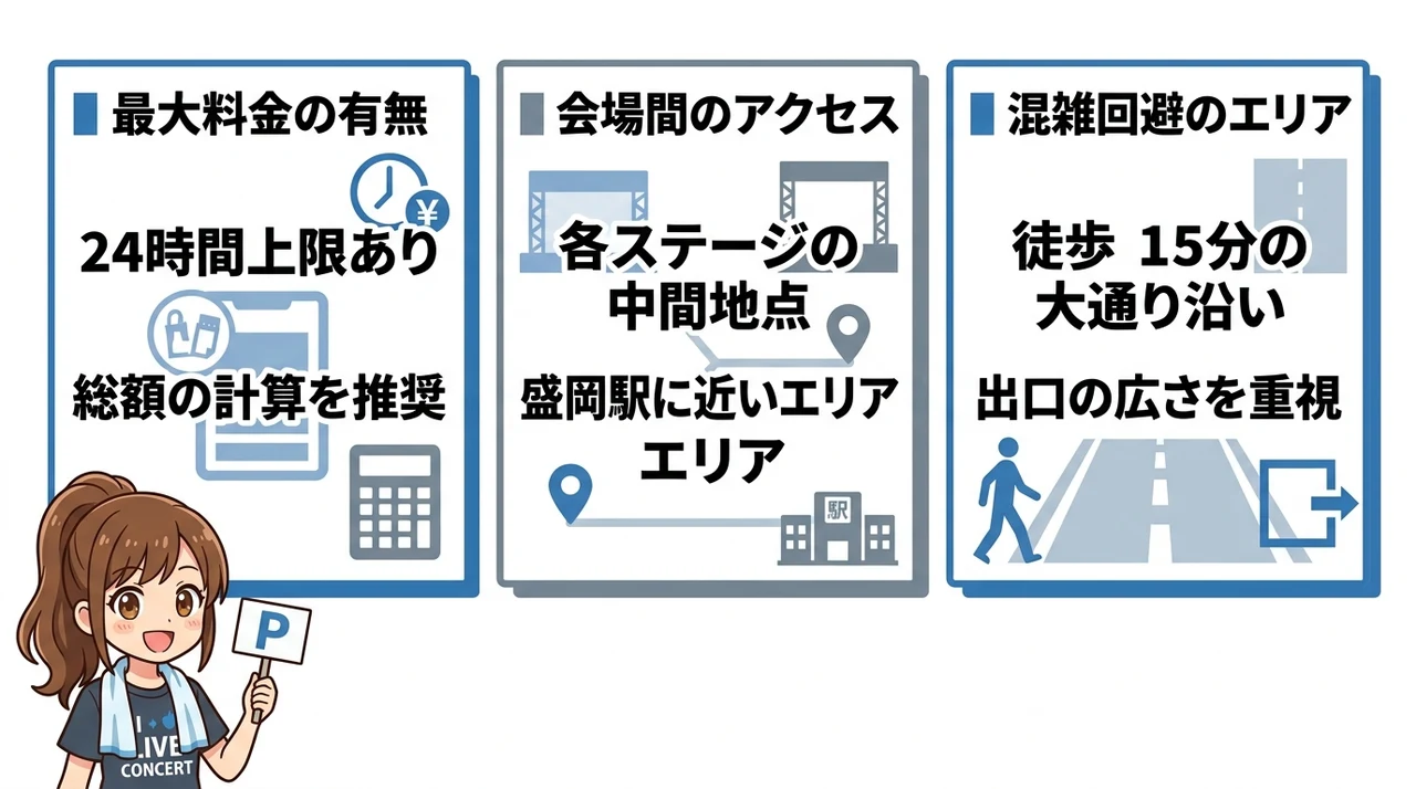会場周辺の駐車場を効率的に選ぶ3つのポイント