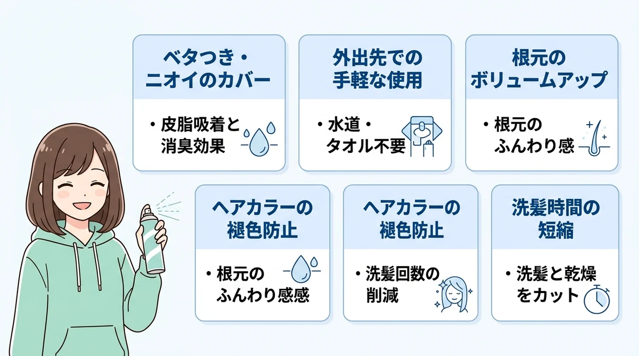 ドライシャンプーを使う5つの大きなメリット