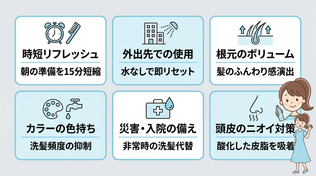 ドライシャンプーで実感できる6つのメリット