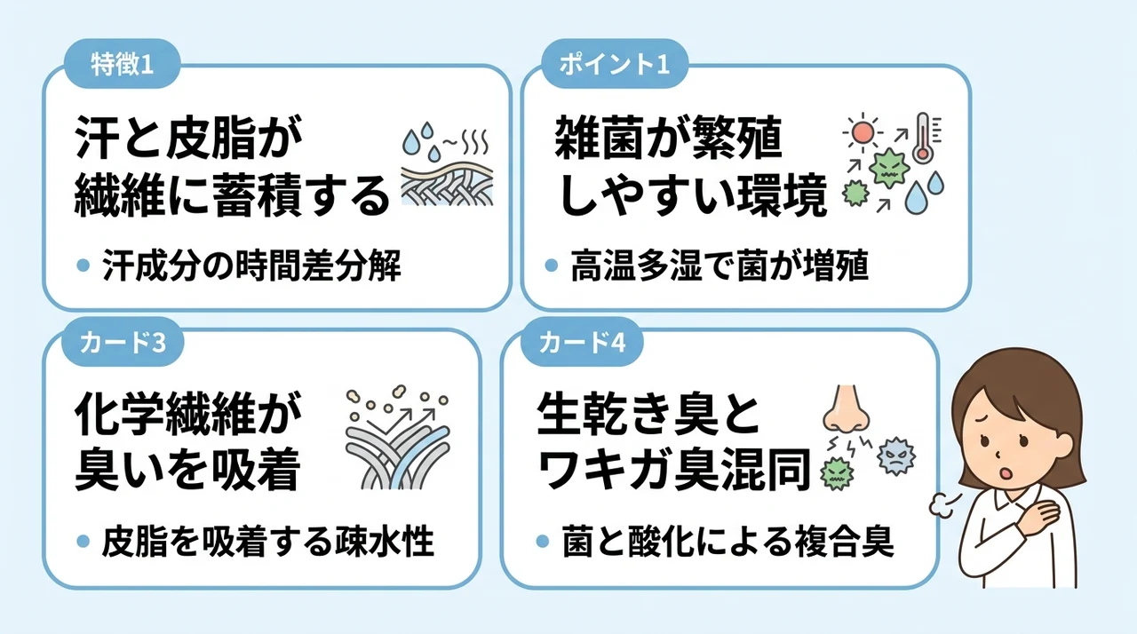 脇は臭わないのに服が臭う…その原因と発生メカニズム
