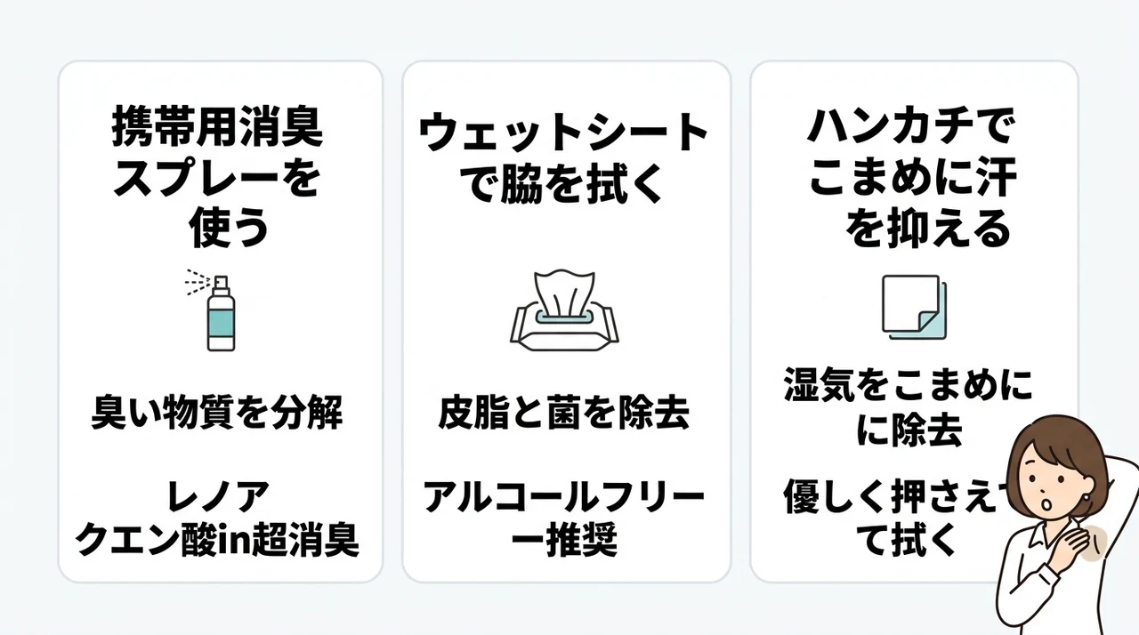 外出先で服の脇が臭い出した時の応急処置