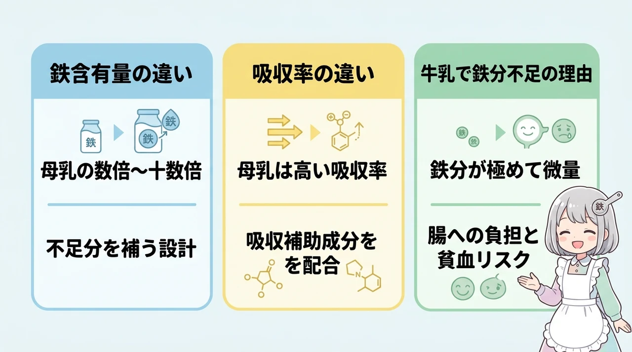 粉ミルクに含まれる鉄分量を母乳や牛乳と徹底比較