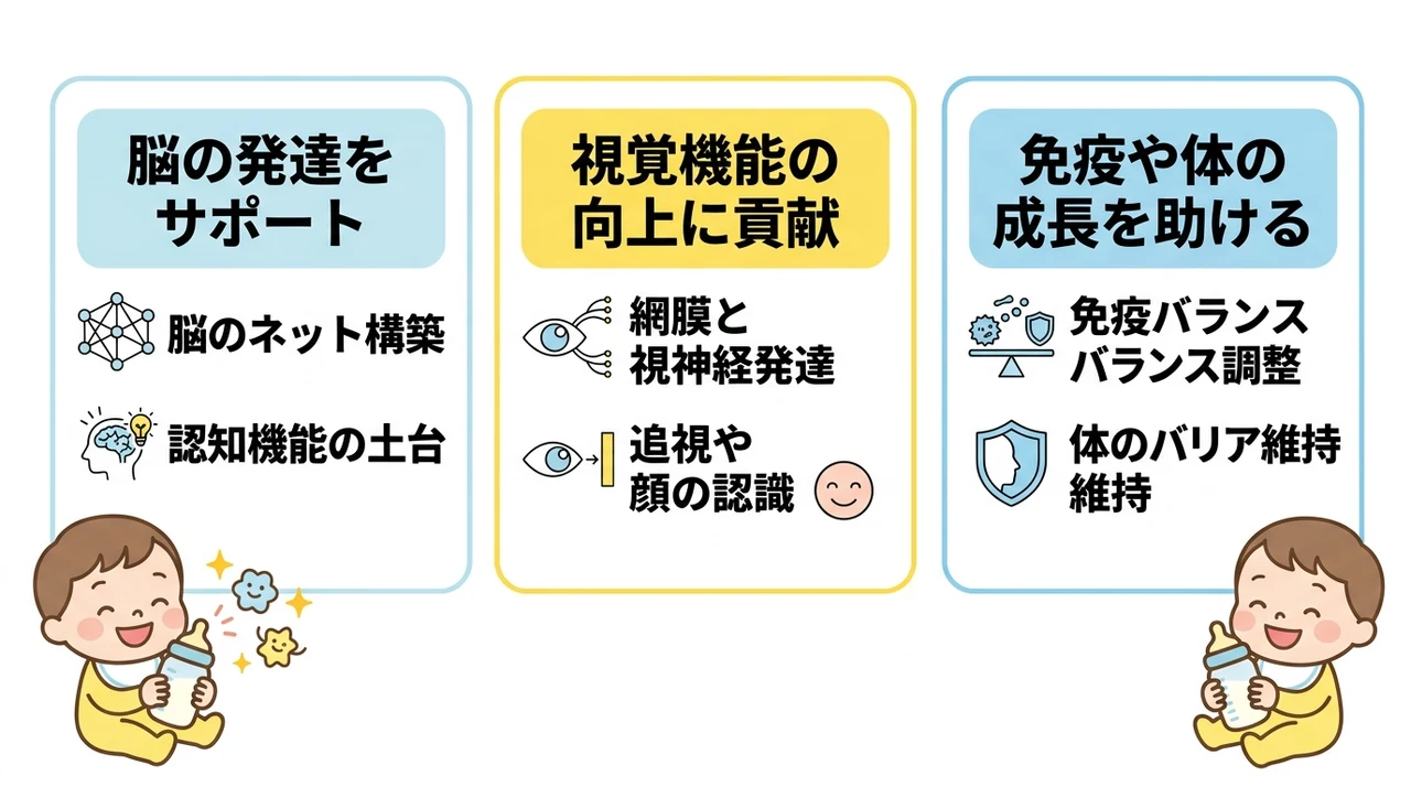 アラキドン酸が赤ちゃんの発育にもたらす3つの効果