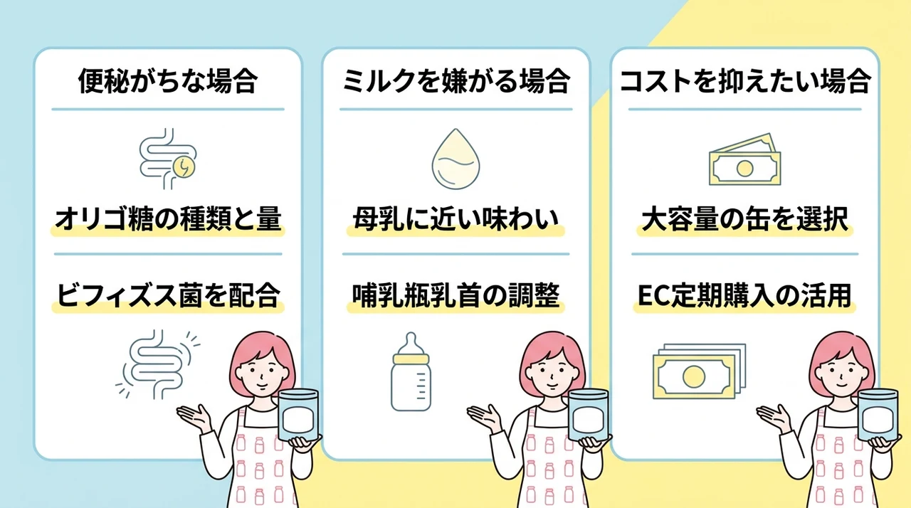 赤ちゃんの体質に合わせた粉ミルク選びのポイント