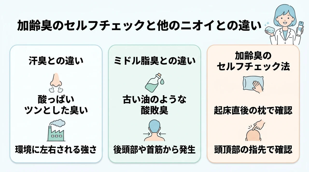 加齢臭と間違えやすい3つの体臭と判別法