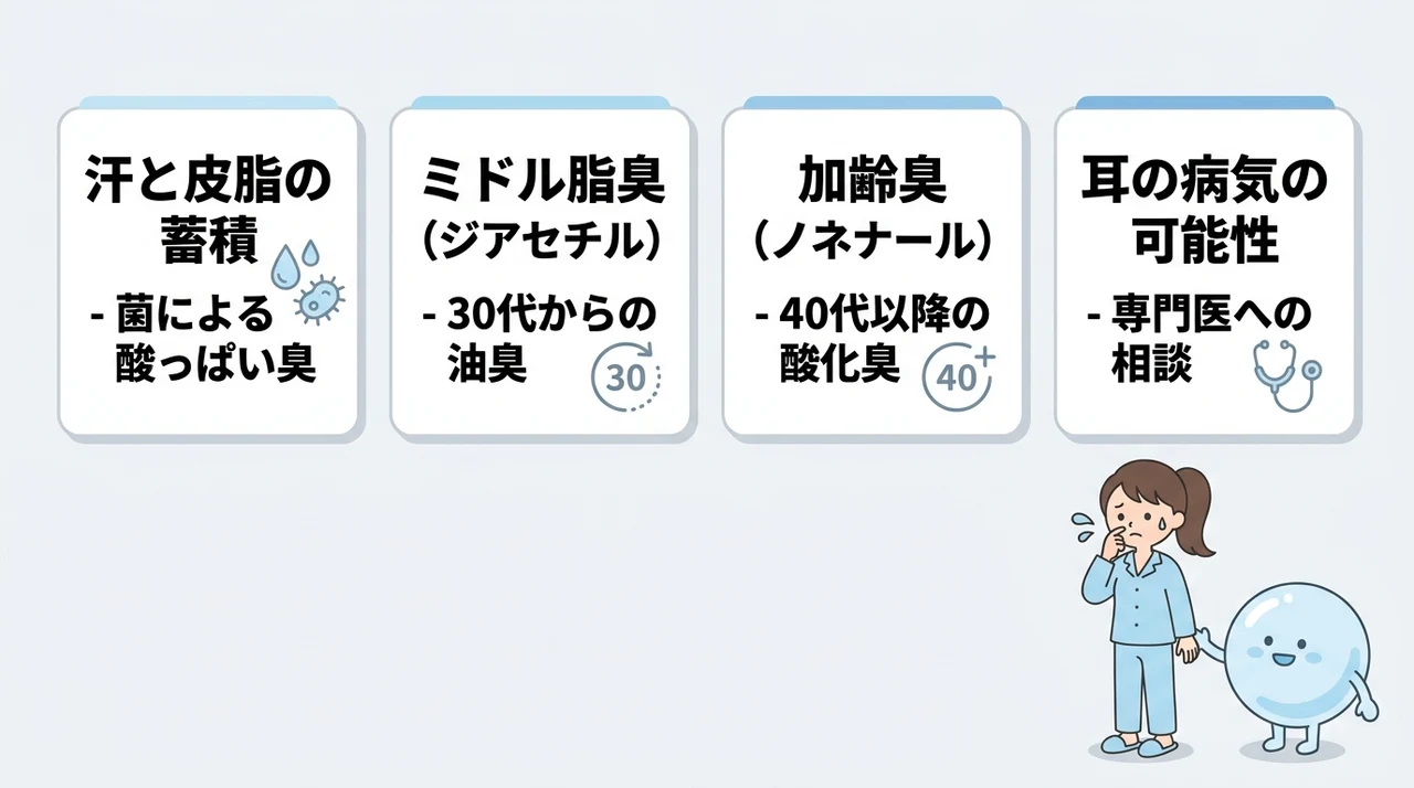 耳の後ろのにおいの主な原因と種類を徹底解説