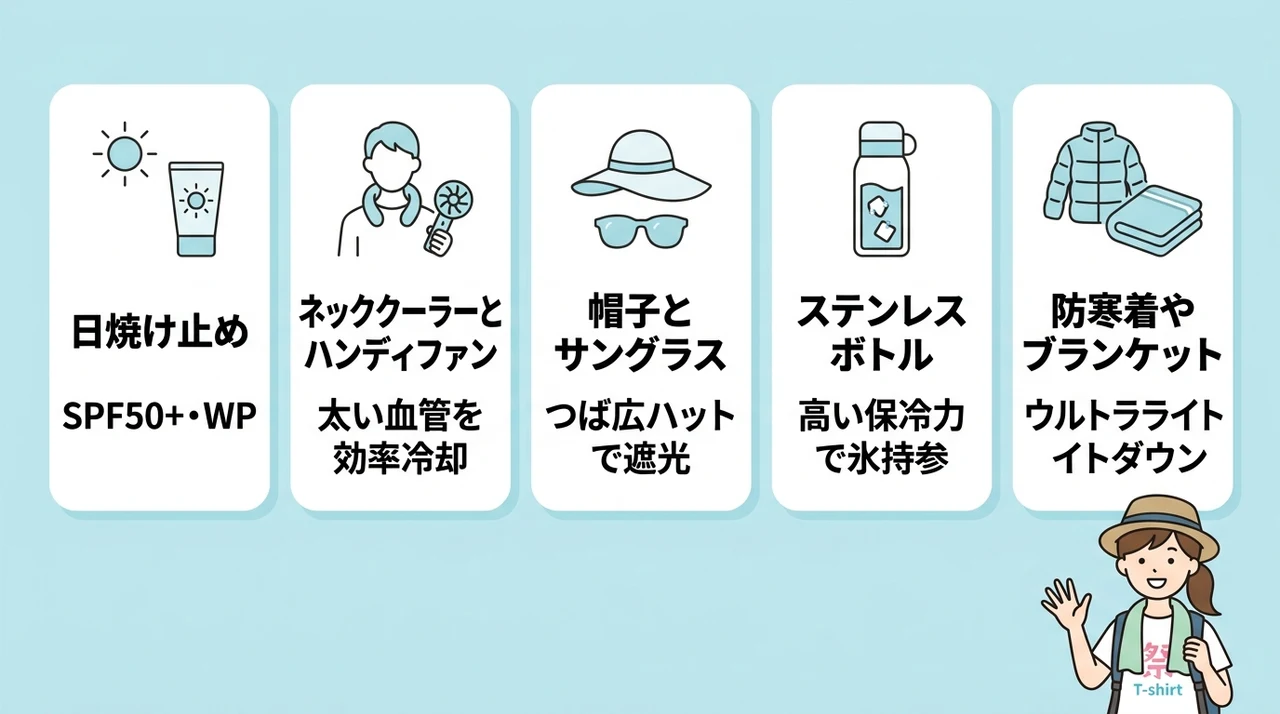 真夏の野外フェスを乗り切る暑さ・寒暖差対策グッズ