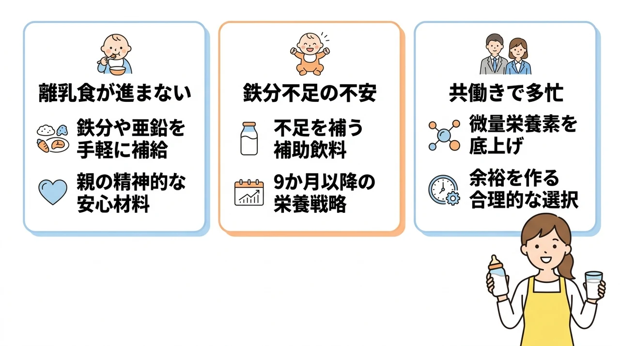それでもフォローアップミルクが役立つ3つのケース