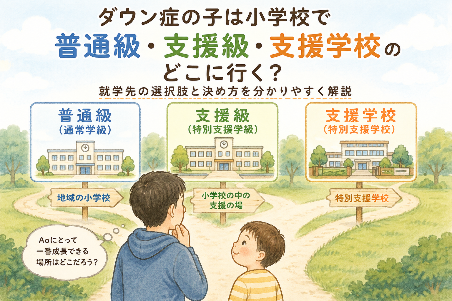 ダウン症の子は小学校で普通級・支援級・支援学校のどこに行く？就学先の決め方