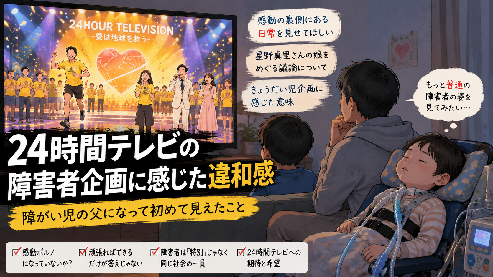 24時間テレビの障害者企画に感じた違和感|障がい児の父になって初めて見えたこと