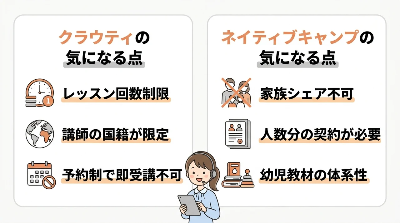クラウティとネイティブキャンプのデメリットと注意点