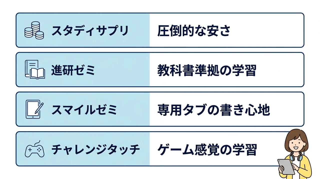 すららと他社教材を料金・機能で比較