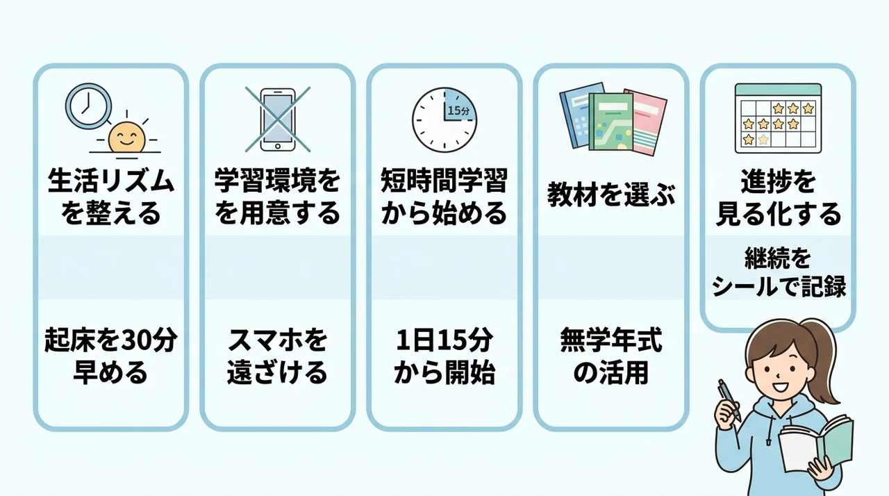 不登校中の家庭学習を成功させる5つのステップ