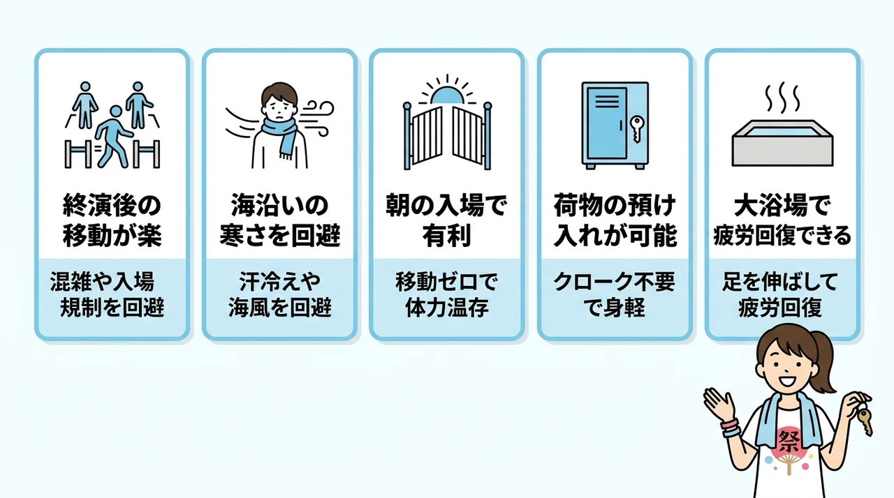 レディクレで会場近くのホテルに宿泊する5つのメリット