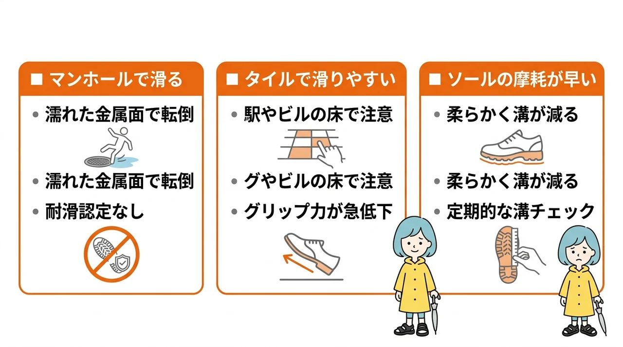 ウーフォスを雨の日に履く際に注意したい3つのデメリット