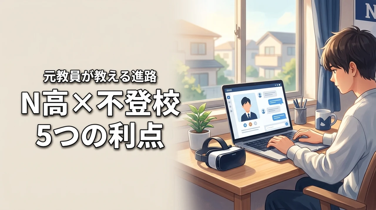 N高は不登校の中学生に合う？5つのメリットと進路の実態を元教員が解説（記事のアイキャッチ画像）