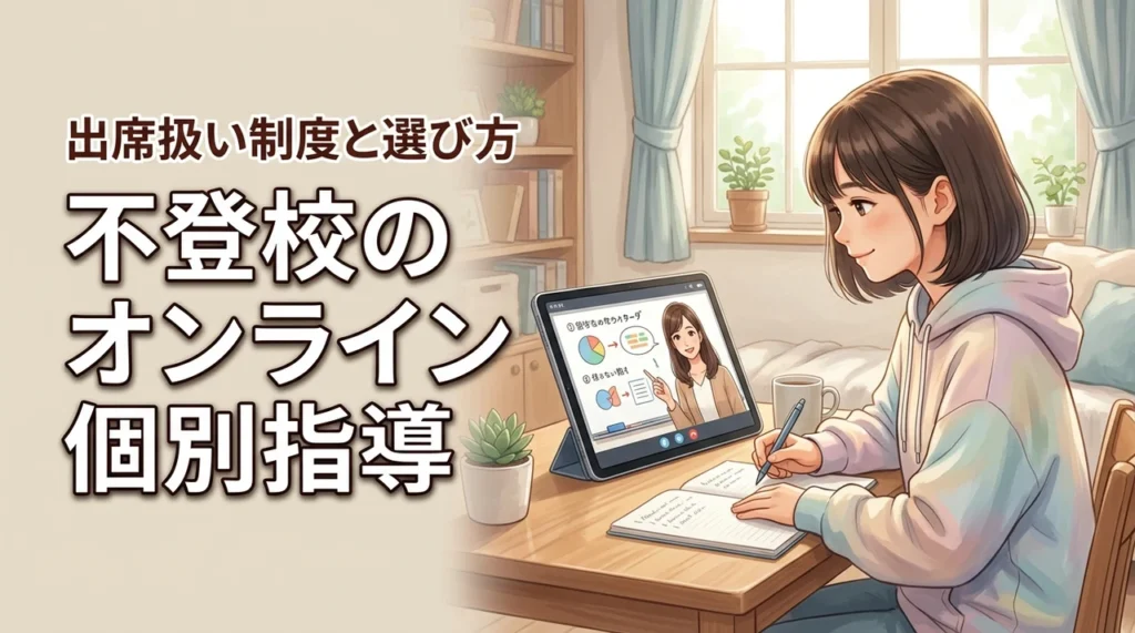 不登校で勉強が不安な子にオンライン個別指導を！出席扱い制度や選び方を詳しく解説（記事のアイキャッチ画像）