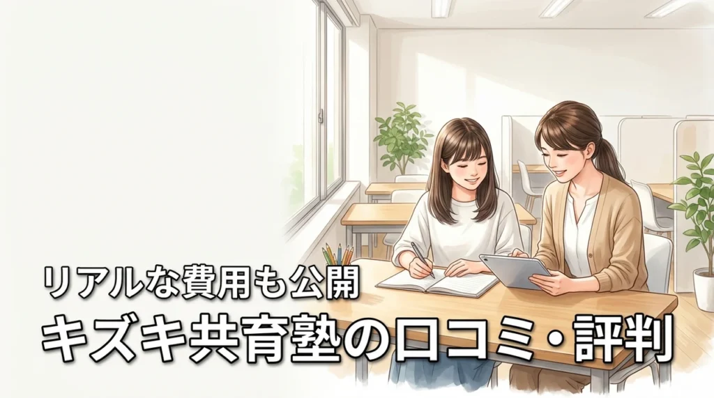 不登校でも大丈夫?キズキ共育塾の口コミから分かった評判とリアルな費用を公開(記事のアイキャッチ画像)