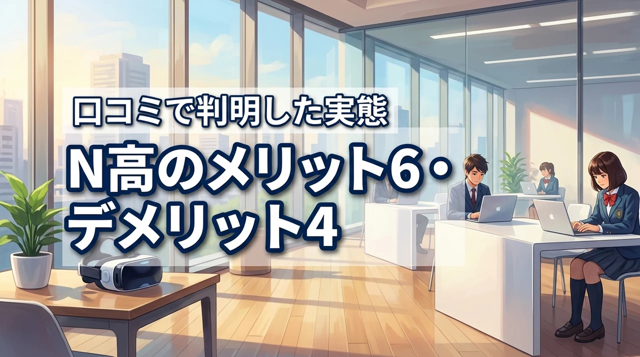 N高等学校の口コミから判明!入学前に知るべきメリット6つとデメリット4つ(記事のアイキャッチ画像)