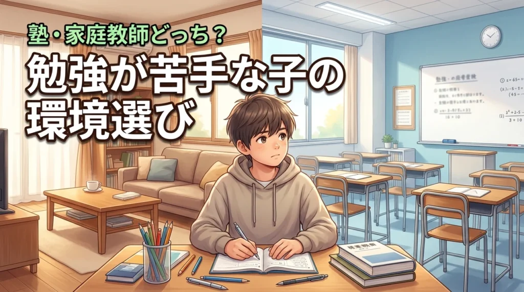【結論】勉強が苦手な中学生は塾か家庭教師どっち?成績が上がる環境の選び方(記事のアイキャッチ画像)