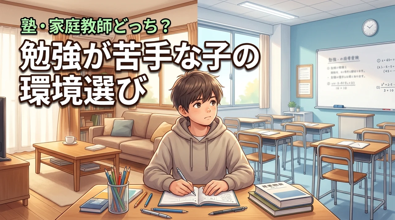 【結論】勉強が苦手な中学生は塾か家庭教師どっち?成績が上がる環境の選び方(記事のアイキャッチ画像)